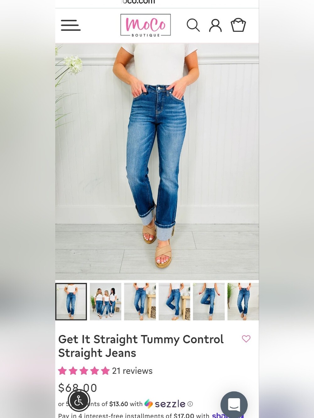 MoCo Boutique Medium Wash Cropped Straight Jeans